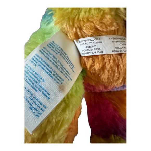 BUILD A BEAR Multicolor BAB Plush Bright Rainbow Stripe Sparkle Bear‎ - Picture 5 of 7
